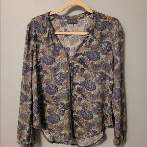 Blue Patterned Long Sleeve Shirt